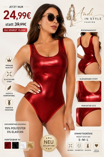 Damen body glänzender - body, –