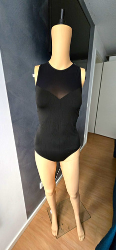 Damen body schwarz mesh - body, s