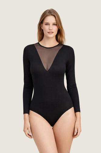 Damen body mit netz - body, schwarz
