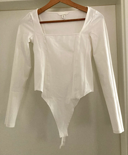 Damen body weiß langarm - body,